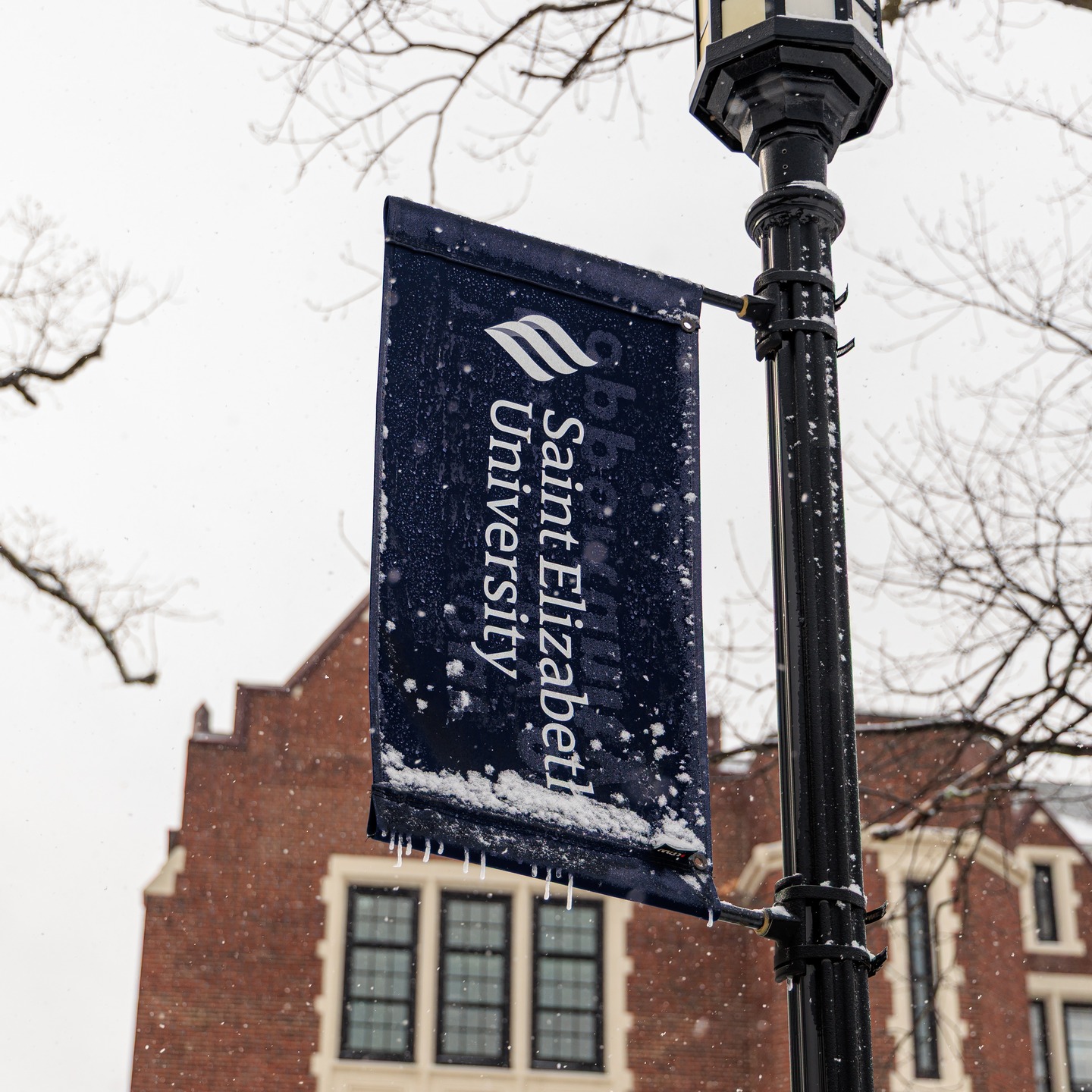 Campus Banner in Snow